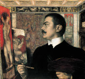 Franz von Stuck. Autoportret w atelier, 1905