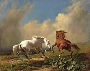 Rudolf Koller – Przestraszone konie przed burzą