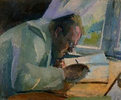 Max Reger podczas pracy (autor: Franz Nölken, 1913)